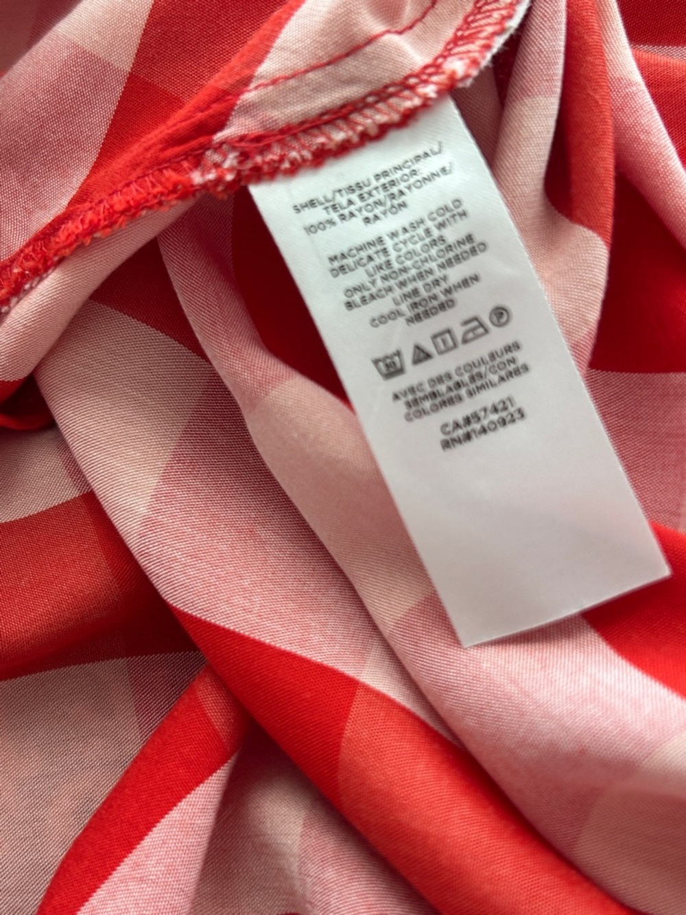LOFT Red and Cream Gingham Midi Wrap Dress - Picture 7 of 7